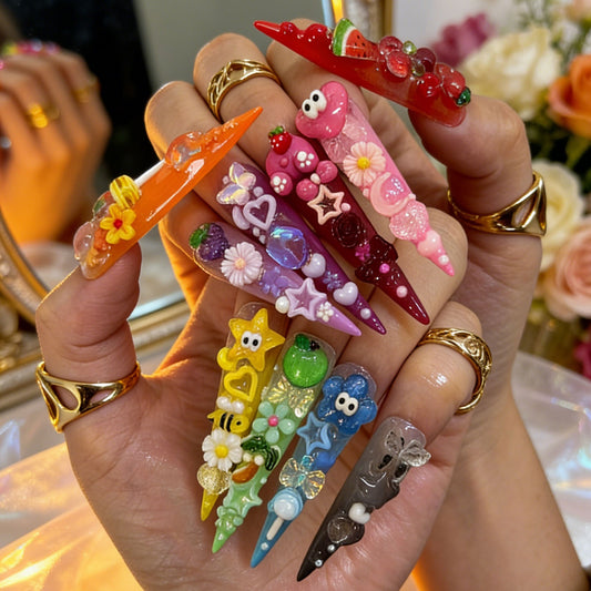 Nailuvia-G032 Stiletto "Rainbow Wonderland" Press-On Nails