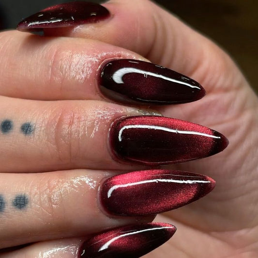 Nailuvia-CA004 Cat Eye "Ruby Eclipse" Press-On Nails