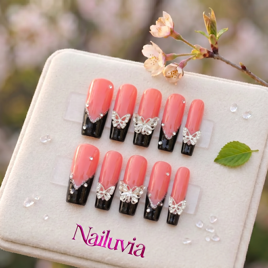 HK-D057 Handmade Medium Square Nails for Wedding Travel