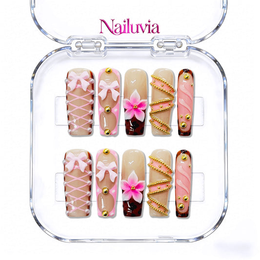 Nailuvia-D089 Midium-Square "Ballerina Blush" Press-On Nails