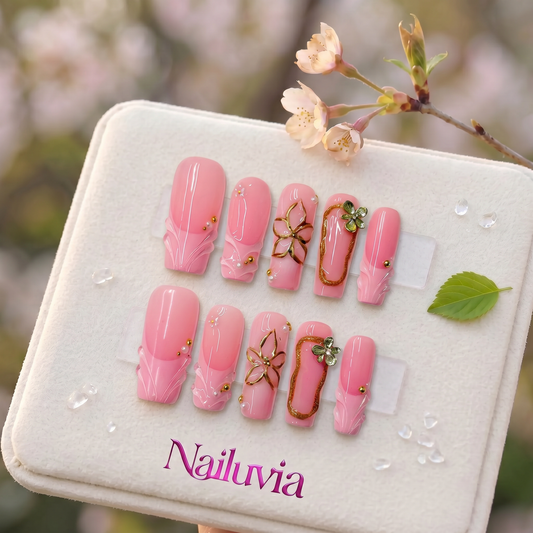 HK-D157 Handmade Medium Square Acrylic Nails for Daily Life,Party,working