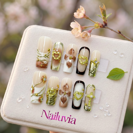 HK-D165 Handmade Medium Square Acrylic Nails for Daily Life,Party,working