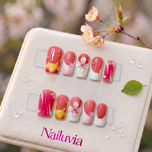 HK-D169 Handmade Medium Square Acrylic Nails for Daily Life,Party,working