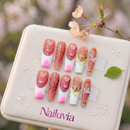 HK-D190 Handmade Medium Square Acrylic Nails for Daily Life,Party,working