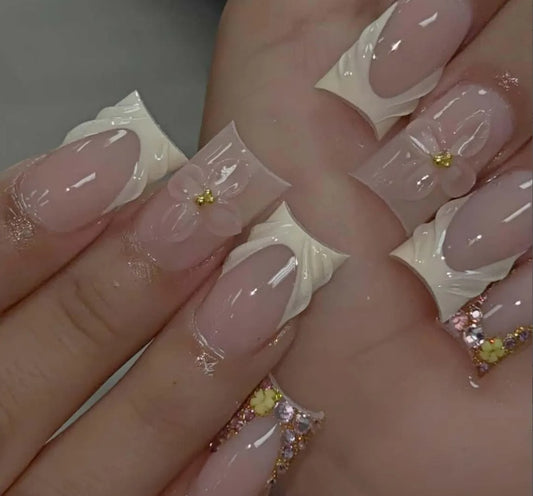 Nailuvia-FR010 French "Buttercream Bow" Press-On Nails