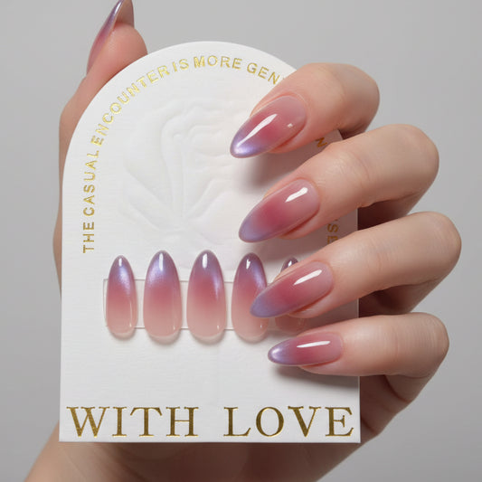 Nailuvia-CA018 Cat Eye "Lavender Dusk" Press-On Nails