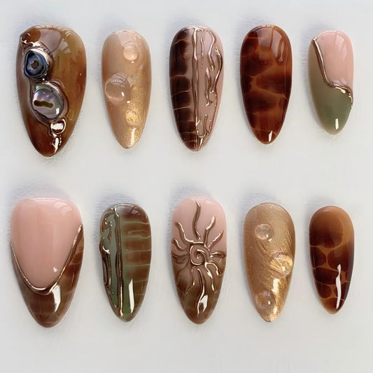 Nailuvia-AL006 Almond "Desert Mirage" Press-On Nails
