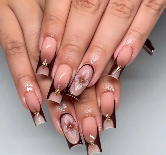 Nailuvia-FR015 French "Velvet Bloom" Press-On Nails