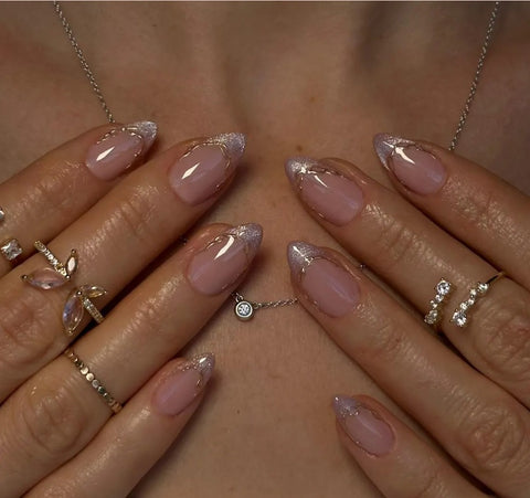 Nailuvia-FR004 French "Stardust Blush" Press-On Nails