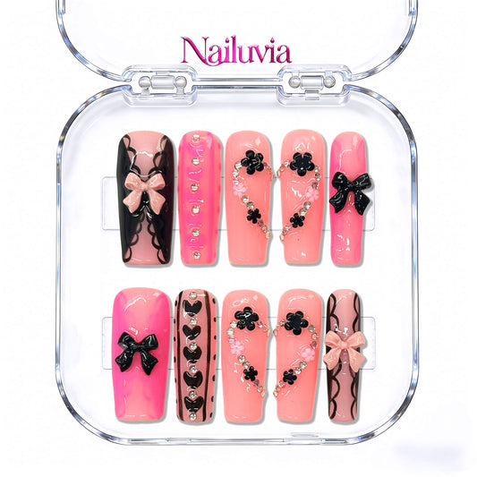Nailuvia-DX139 Midium-Square "Sweet Gothic" Press-On Nails