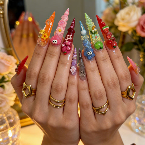 Nailuvia-G032 Stiletto "Rainbow Wonderland" Press-On Nails