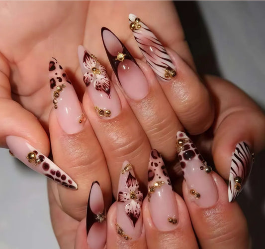 Nailuvia-ST019 Stiletto "Safari Blush" Press-On Nails