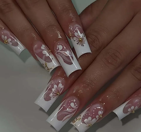 Nailuvia-FR017 French "Petal Whisper" Press-On Nails