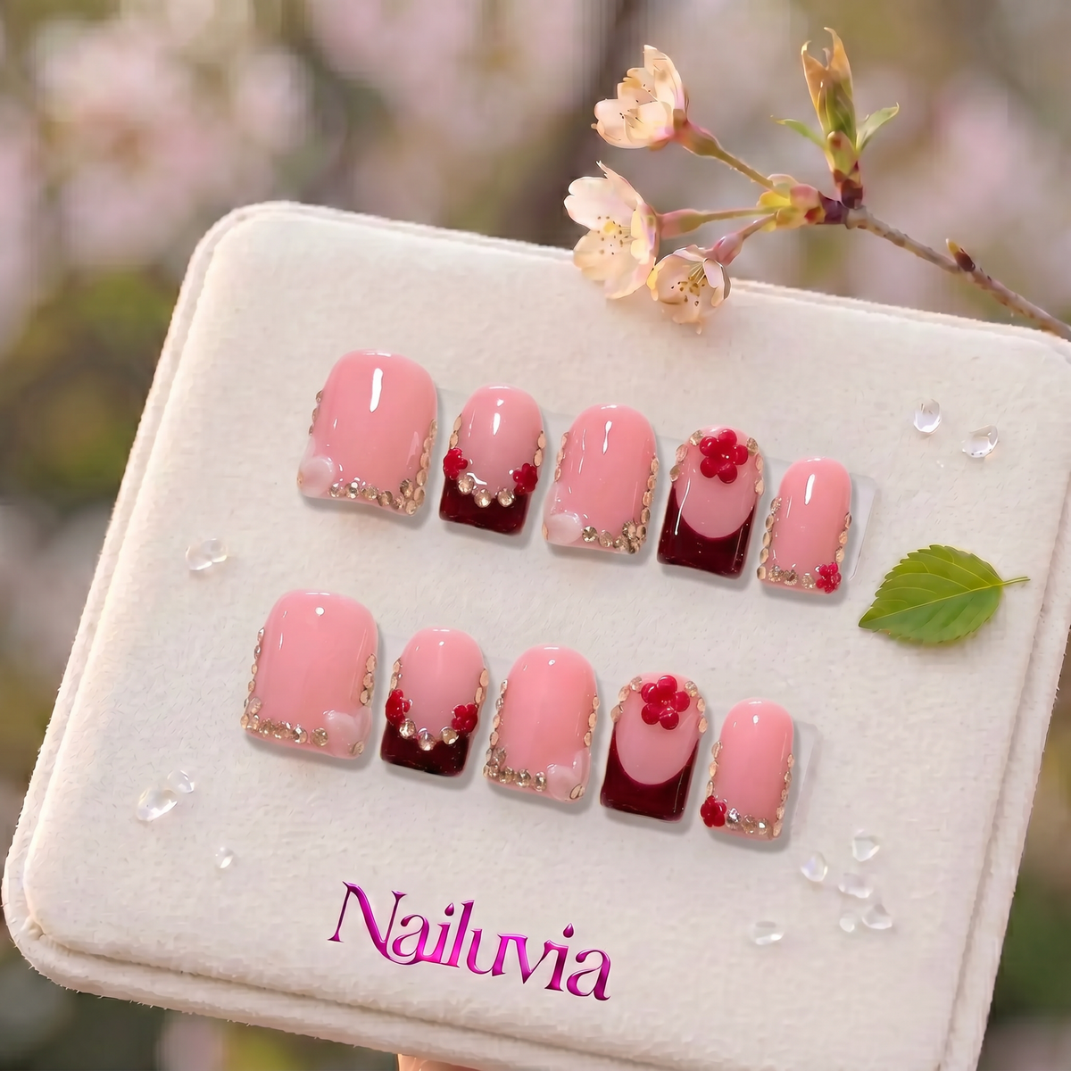 HK-C026 Handcrafted Medium Stiletto Acrylic Nails for Everyday,Daily Life,Party