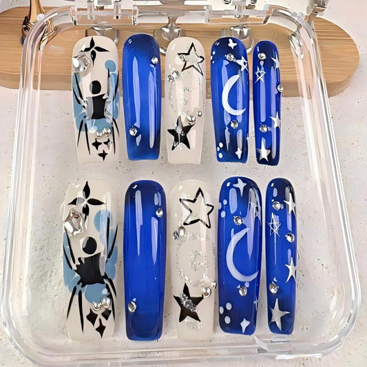 Nailuvia-DX128 Midium-Square "Starry Night Sky" Press-On Nails