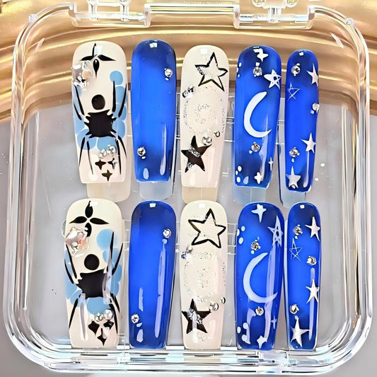 Nailuvia-DX128 Midium-Square "Starry Night Sky" Press-On Nails