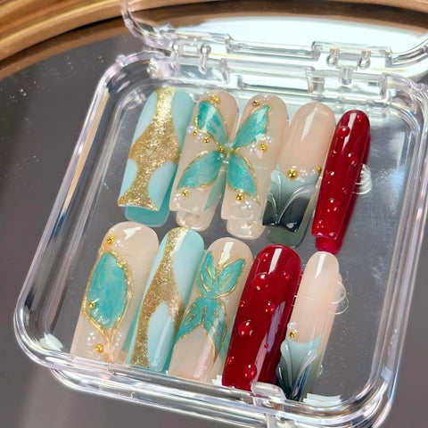 Nailuvia-DX129 Midium-Square "Butterfly Serenade" Press-On Nails