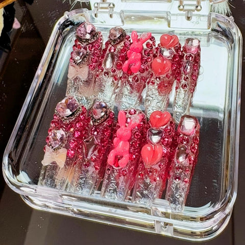 Nailuvia-DX136 Midium-Square "Bling Bunny" Press-On Nails