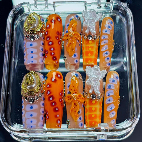 Nailuvia-D122 Midium-Square "Tropical Sunrise" Press-On Nails