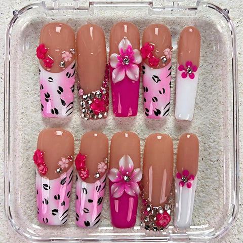 Nailuvia-D119 Midium-Square "Tropical Blossom" Press-On Nails