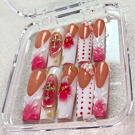 Nailuvia-DX140 Midium-Square "Blossom &amp; Devotion" Press-On Nails
