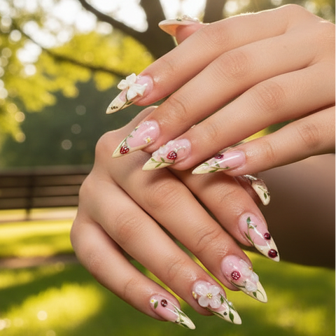 Nailuvia-FR020 French "Ladybug Garden" Press-On Nails