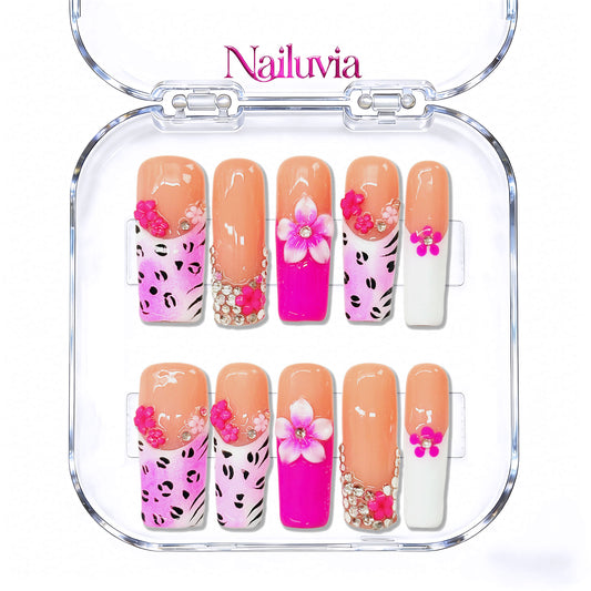 Nailuvia-D119 Midium-Square "Tropical Blossom" Press-On Nails