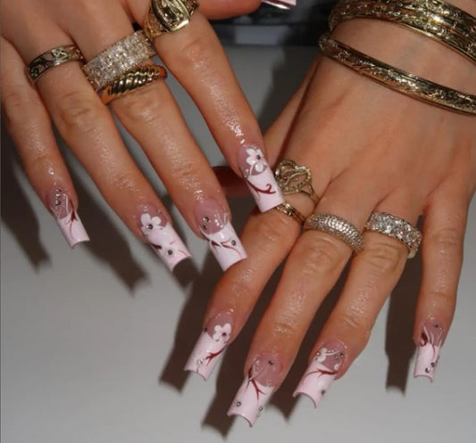 Nailuvia-FR009 French "Cherry Blossom Dream" Press-On Nails