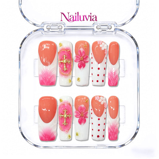 Nailuvia-DX140 Midium-Square "Blossom &amp; Devotion" Press-On Nails
