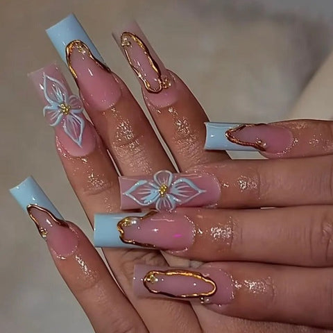 Nailuvia-FR018 French "Sky Blossom" Press-On Nails