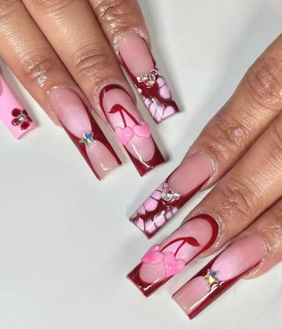 Nailuvia-FR025 French "Cherry Love" Press-On Nails