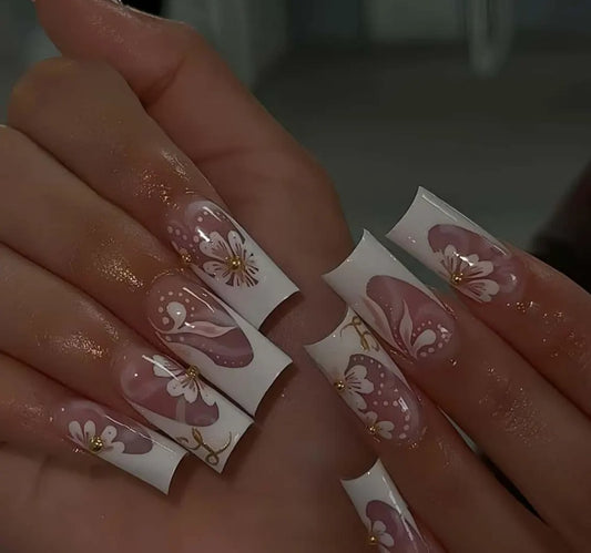 Nailuvia-FR017 French "Petal Whisper" Press-On Nails