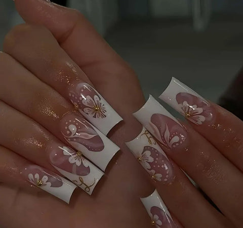 Nailuvia-FR017 French "Petal Whisper" Press-On Nails