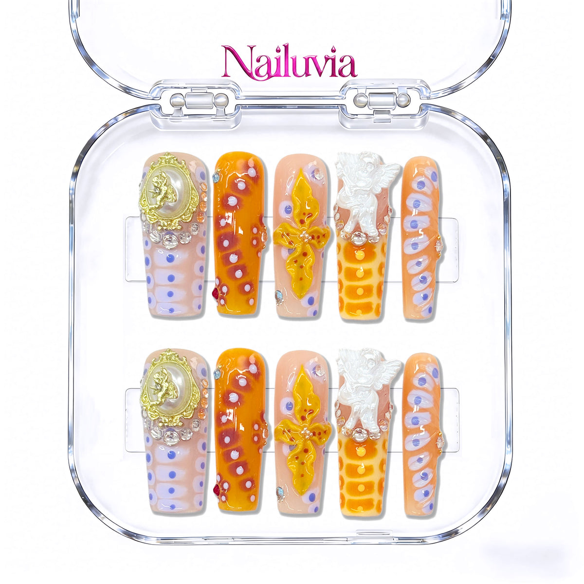 Nailuvia-D122 Midium-Square "Tropical Sunrise" Press-On Nails