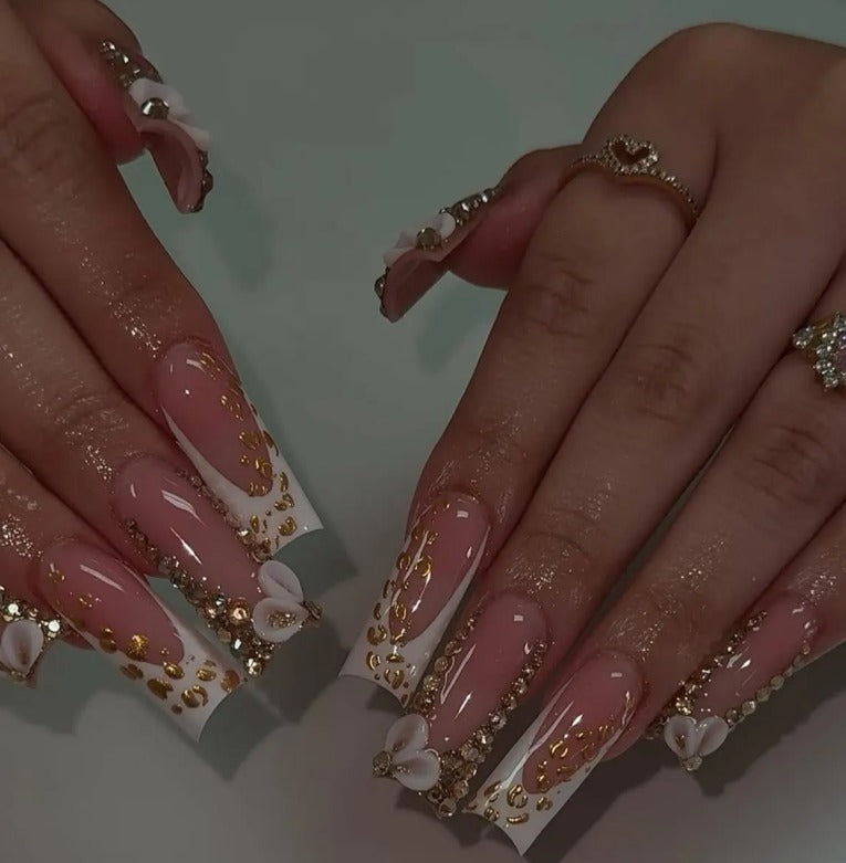 Nailuvia-FR019 French "Golden Opulence" Press-On Nails