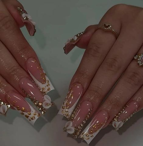 Nailuvia-FR019 French "Golden Opulence" Press-On Nails