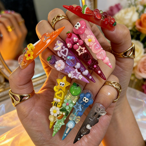 Nailuvia-G032 Stiletto "Rainbow Wonderland" Press-On Nails