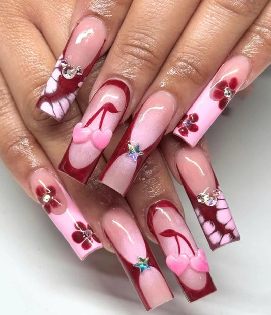 Nailuvia-FR025 French "Cherry Love" Press-On Nails