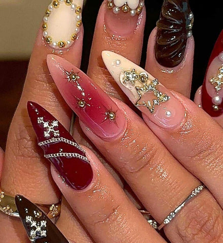 Nailuvia-ST007 Stiletto "Noir Romance" Press-On Nails