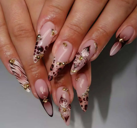 Nailuvia-ST019 Stiletto "Safari Blush" Press-On Nails