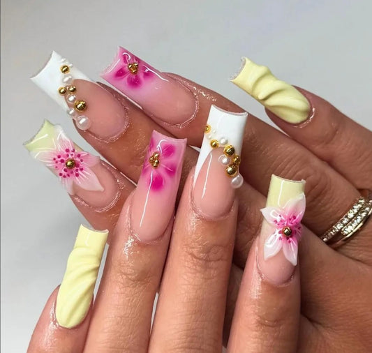 Nailuvia-FR028  French "Citrus Bloom" Press-On Nails