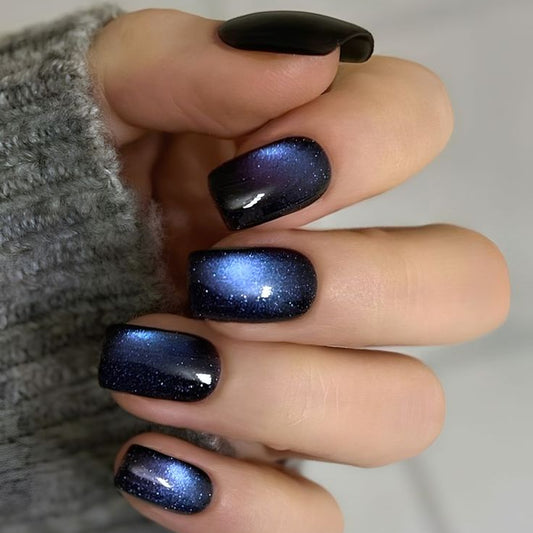 Nailuvia-CA001 Cat Eye "Midnight Galaxy" Press-On Nails