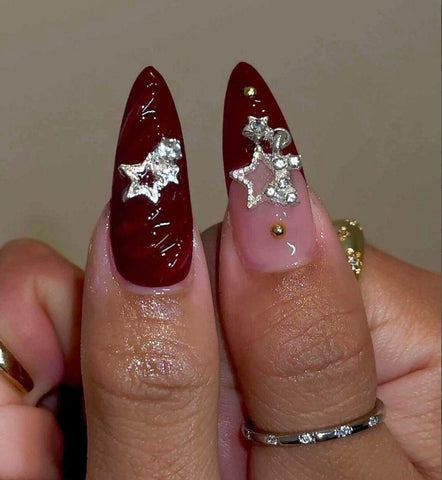 Nailuvia-ST007 Stiletto "Noir Romance" Press-On Nails