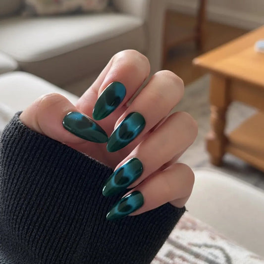 Nailuvia-CA006 Cat Eye "Emerald Hypnosis" Press-On Nails