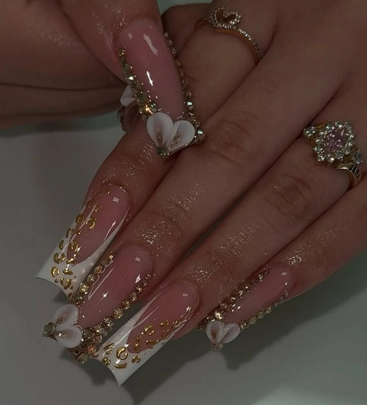 Nailuvia-FR019 French "Golden Opulence" Press-On Nails