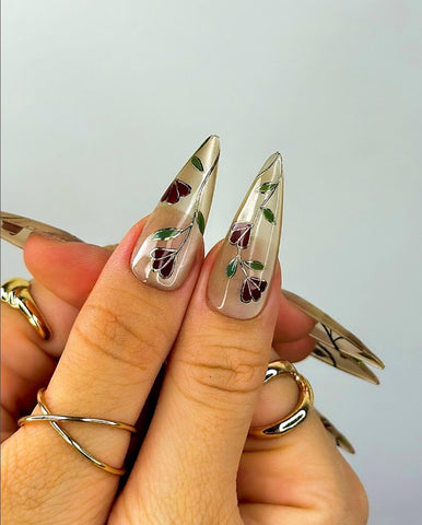 Nailuvia-ST015 Stiletto "Vintage Rose Garden" Press-On Nails