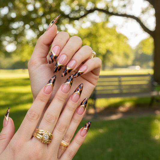 Nailuvia-FR034 French "Leopard Opulence" Press-On Nails