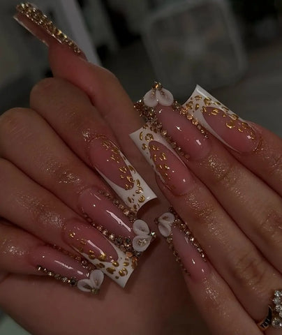 Nailuvia-FR019 French "Golden Opulence" Press-On Nails