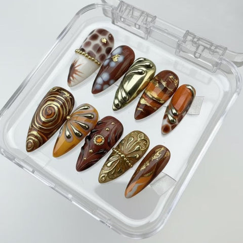 Nailuvia-AL011 Almond "Desert Treasures" Press-On Nails