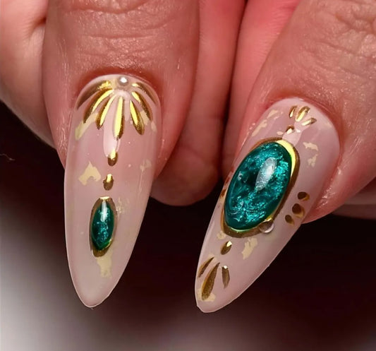 Nailuvia-ST020 Stiletto "Bohemian Sunburst" Press-On Nails